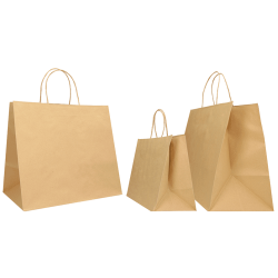 35x22x32+6 35x22x32+6 CM | PAPIERTASCHE SAFARI BREITER BODEN | FLEXO-DRUCK IN EINER FARBE AUF BEIDEN SEITEN | KRAFTPAPIER FARBE